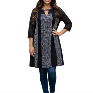 NWOT Umgee Elegant Black and White Lace Women's Top